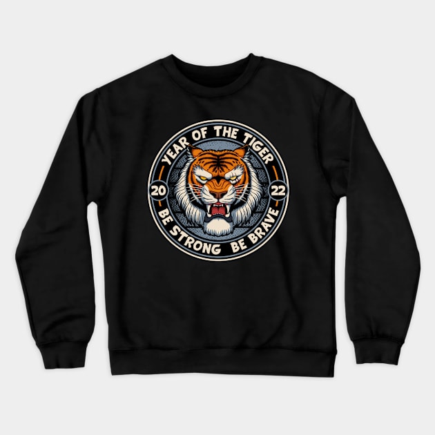 2022 Year Of the Tiger Chinese New Year Be Strong Crewneck Sweatshirt by RadStar